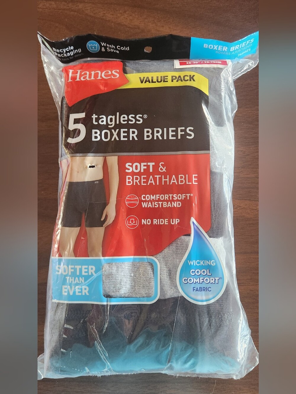 Hanes 5-Pack Tagless Boxer Briefs - Size S